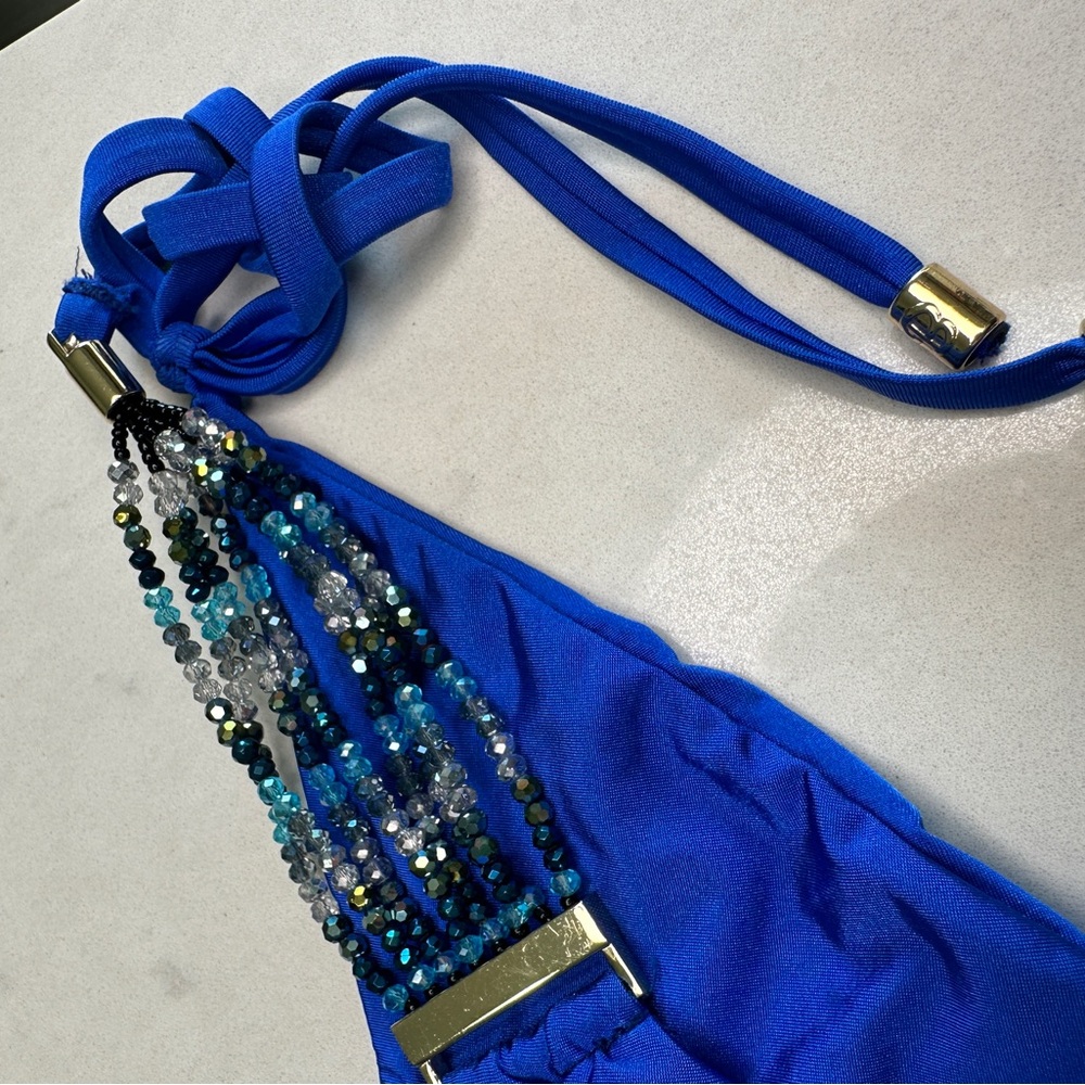 Beach Bunny Rare Beaded Sapphire Blue Bikini Luxury Swim Set | Size M & S - Picture 13 of 17